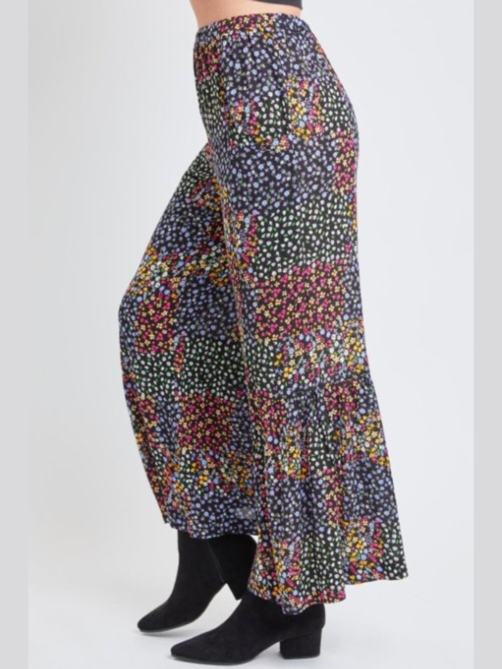 YMI Wide Leg Floral Pants High Rise Flowy Boho Summer Pants S‎ M L XL - Picture 5 of 5